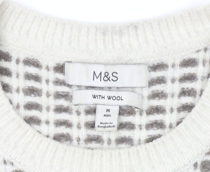 Marks and Spencer Men's Beige Waffle Knit Wool Blend Jumper M