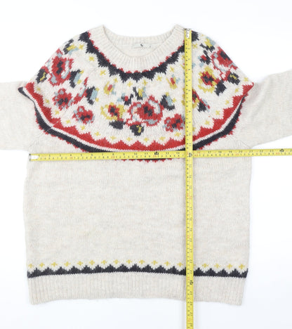 Tu Women Cream Fair Isle Jumper Size 12 Acrylic Wool Blend