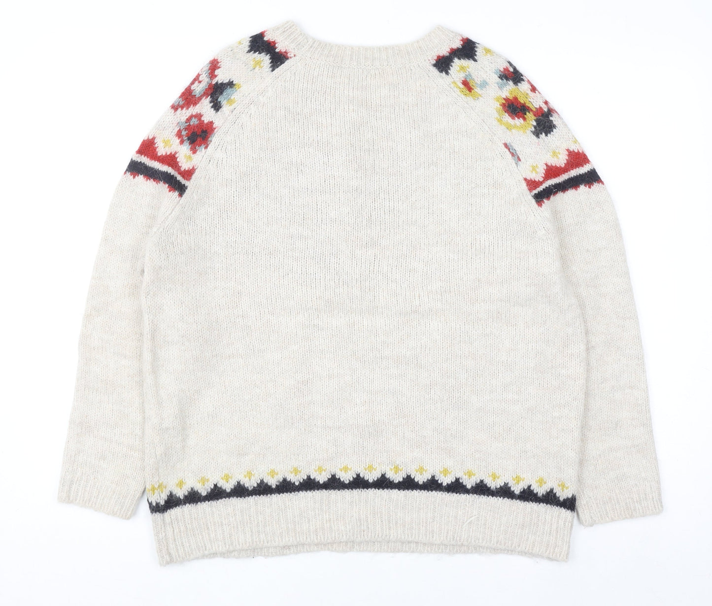 Tu Women Cream Fair Isle Jumper Size 12 Acrylic Wool Blend