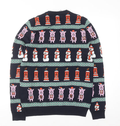 Marks and Spencer Men's Blue Christmas Cotton Jumper Size S