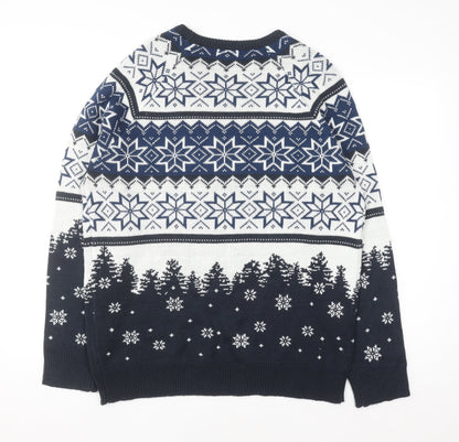 Coca-Cola Men's Blue Christmas Pullover Jumper L Holiday Sweater