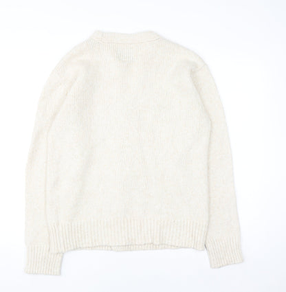 Kronstadt Women Ivory Wool Blend V-Neck Button Cardigan S