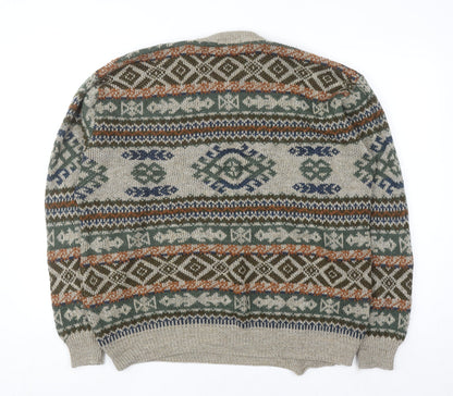 Marks and Spencer St Michael Men's Beige XL Fair Isle Wool Knit Jumper