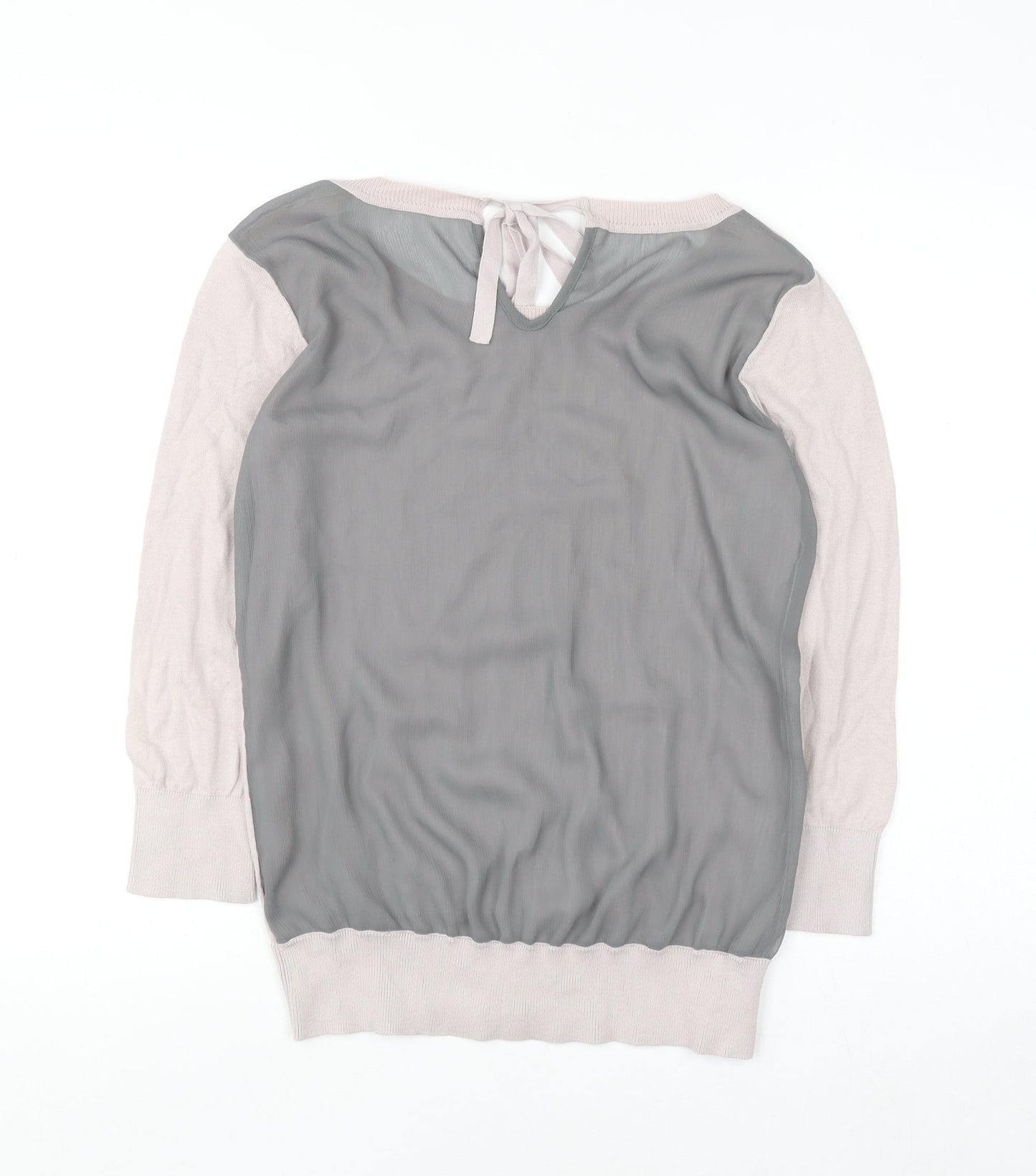 Next Women Beige Beaded 3/4 Sleeve Knit Blouse UK 12