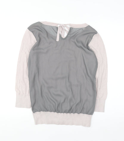 Next Women Beige Beaded 3/4 Sleeve Knit Blouse UK 12