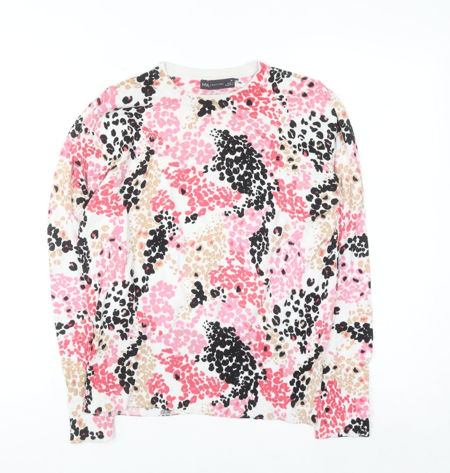 Marks and Spencer Women’s Multicoloured Animal Print Long Sleeve T-Shirt Size 10