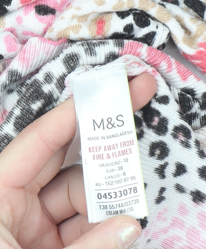 Marks and Spencer Women’s Multicoloured Animal Print Long Sleeve T-Shirt Size 10