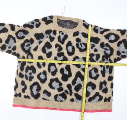 Marks and Spencer Women’s Beige Leopard Print XL Crew Neck Jumper
