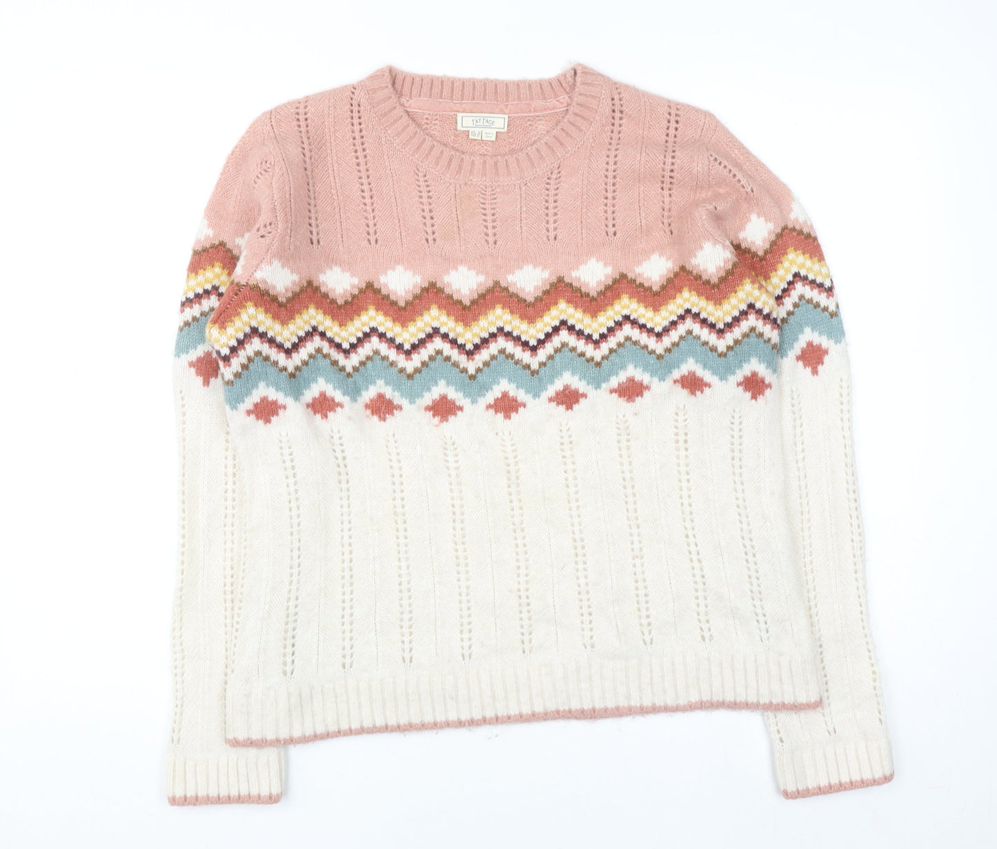 Fat Face Women’s Pink Fair Isle Knit Jumper Size 12
