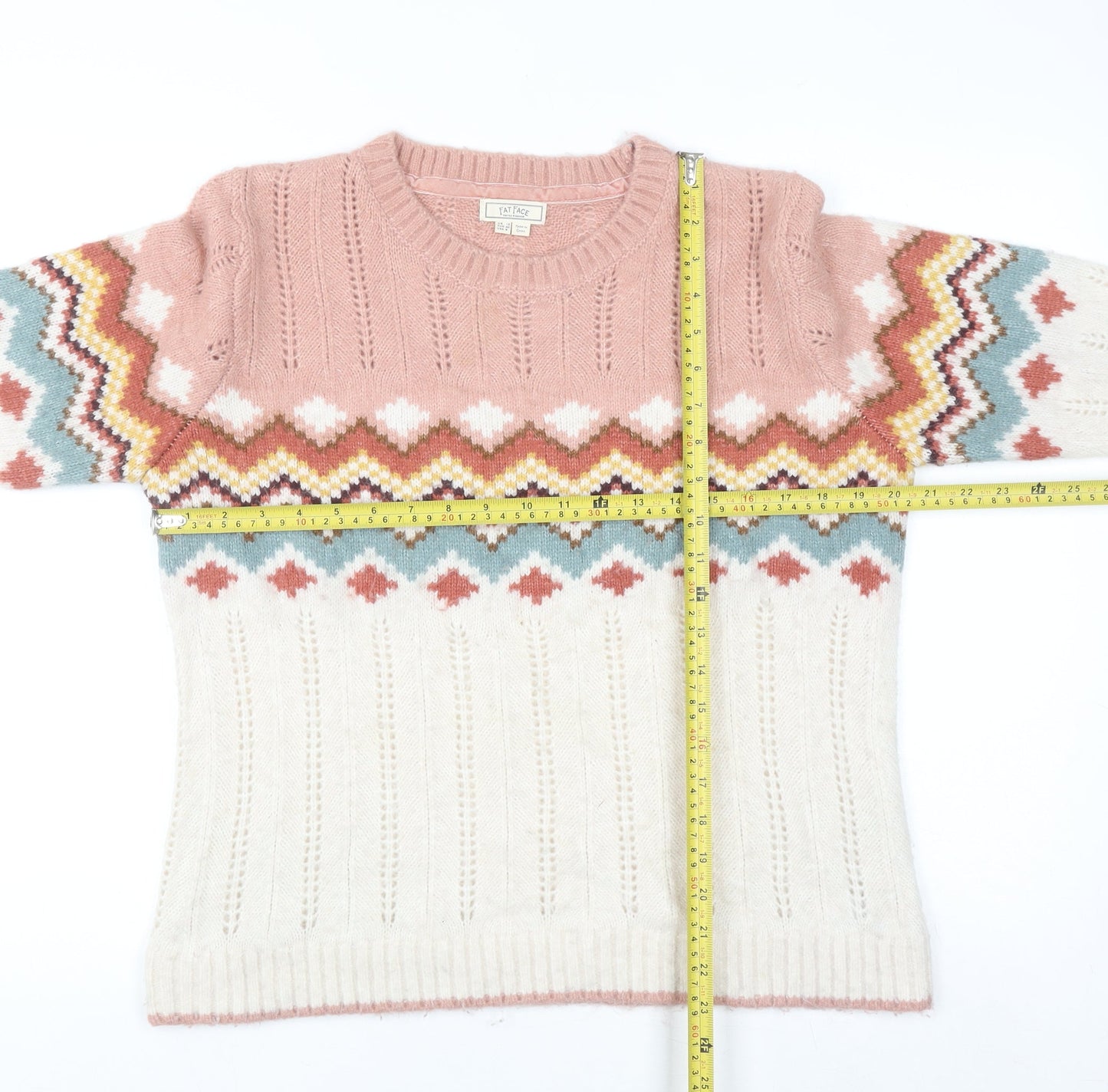 Fat Face Women’s Pink Fair Isle Knit Jumper Size 12