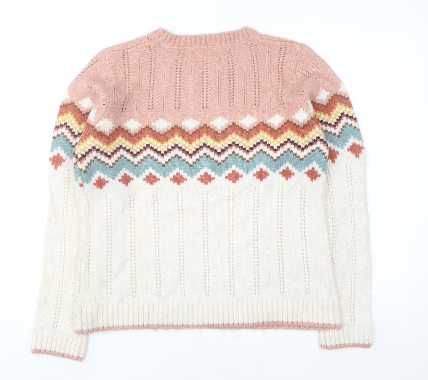 Fat Face Women’s Pink Fair Isle Knit Jumper Size 12
