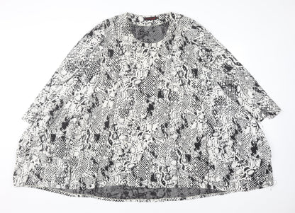 Cover Up Womens Black White Animal Print Tunic Blouse XL