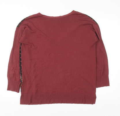 Oasis Womens Red Geometric Tunic Blouse M Viscose 3/4 Sleeve