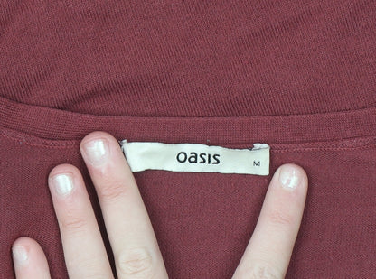 Oasis Womens Red Geometric Tunic Blouse M Viscose 3/4 Sleeve