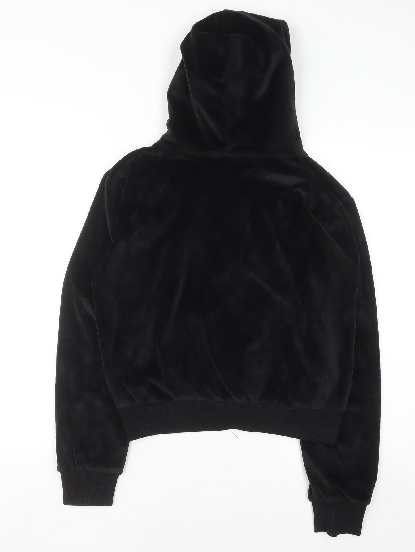 Boohoo Womens Black Velour Full Zip Hoodie UK 10