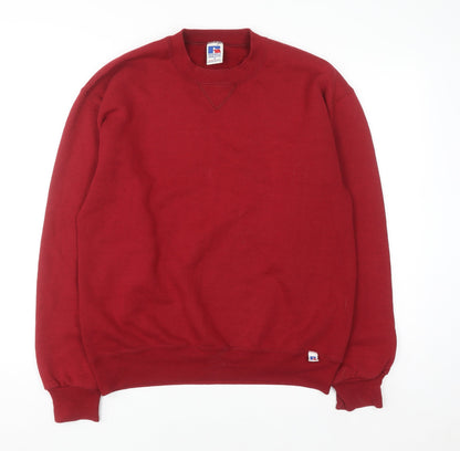 Russell Athletic Men's Red Crew Neck Pullover Sweatshirt M Vintage