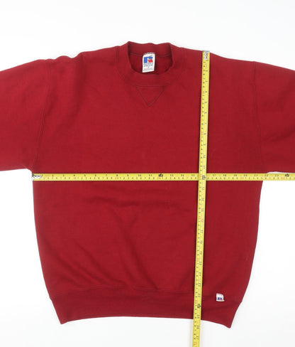 Russell Athletic Men's Red Crew Neck Pullover Sweatshirt M Vintage