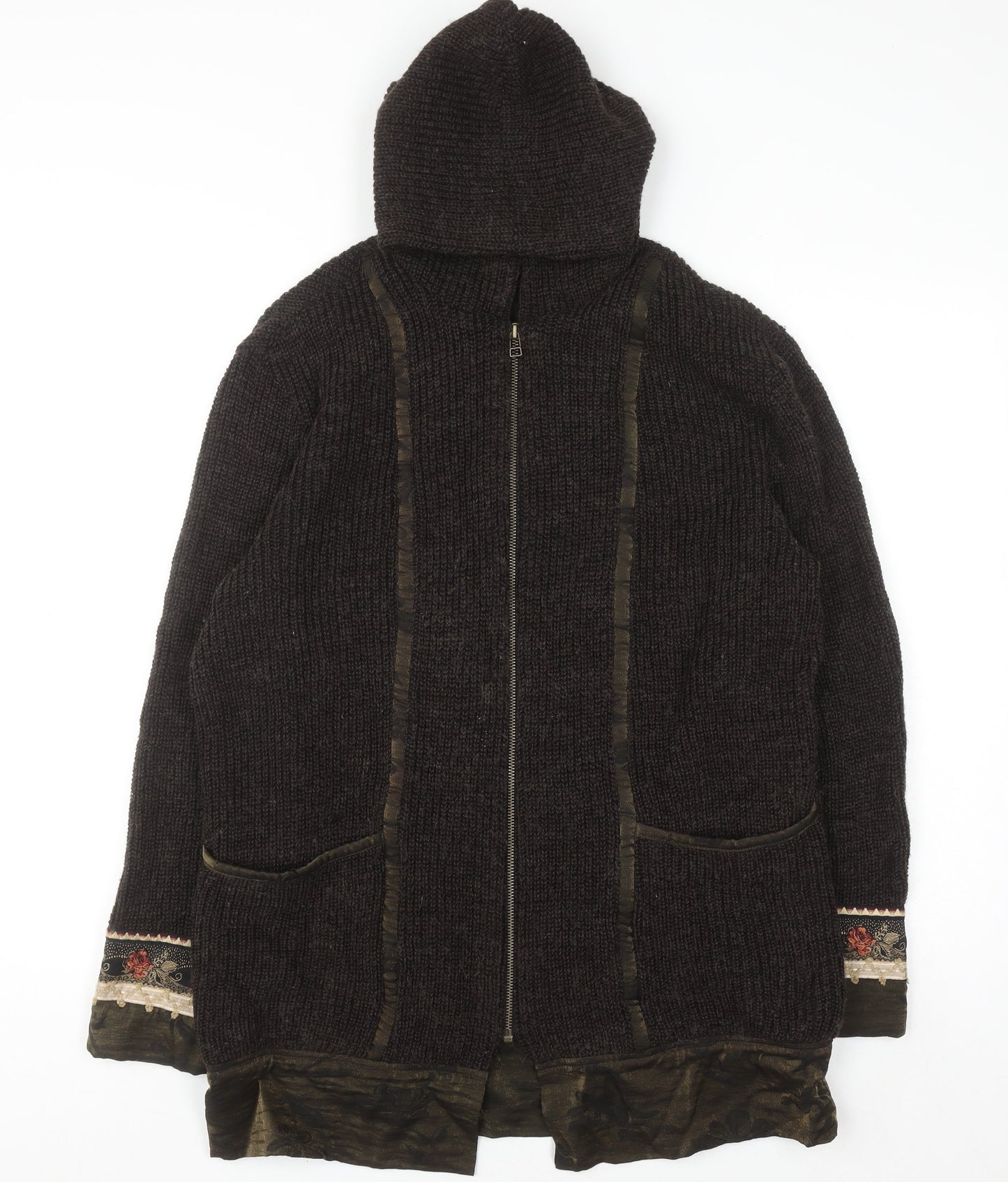 Bleu Blanc Rouge Men's Brown Wool Hooded Full Zip Jumper M