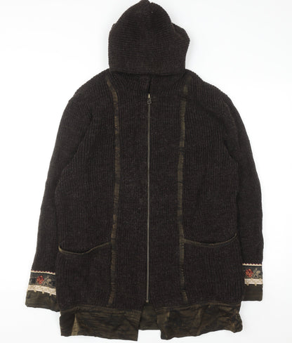 Bleu Blanc Rouge Men's Brown Wool Hooded Full Zip Jumper M