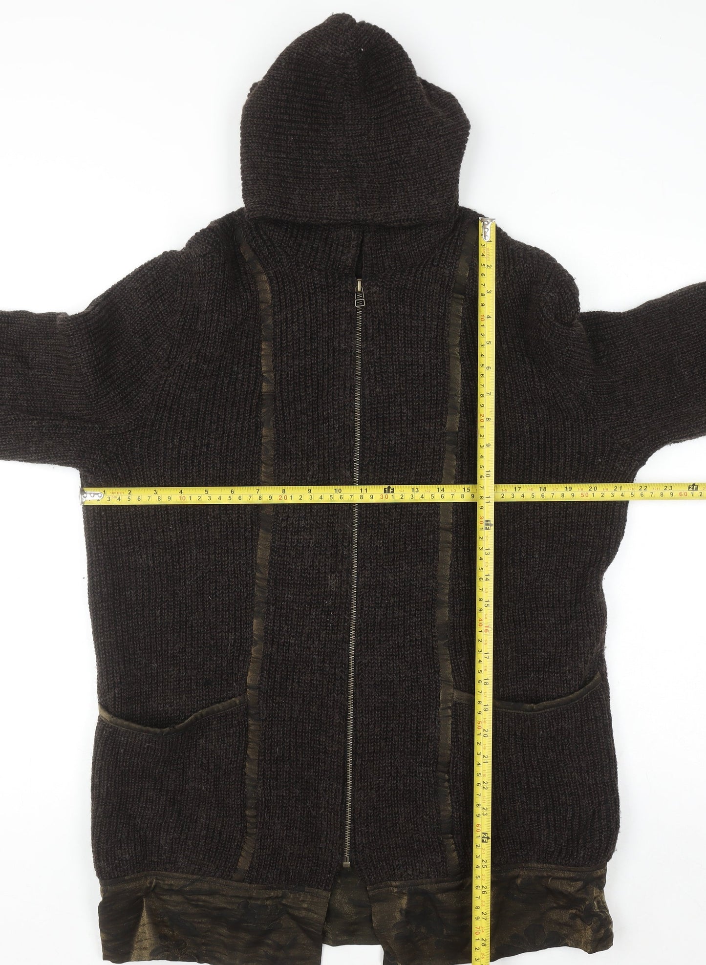 Bleu Blanc Rouge Men's Brown Wool Hooded Full Zip Jumper M