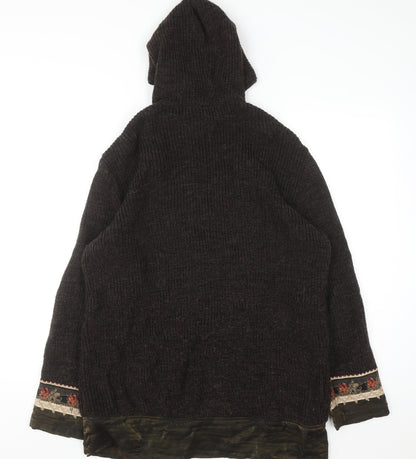Bleu Blanc Rouge Men's Brown Wool Hooded Full Zip Jumper M