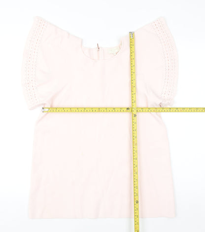 Ted Baker Women's Pink Cotton Flutter Sleeve Blouse Size 12