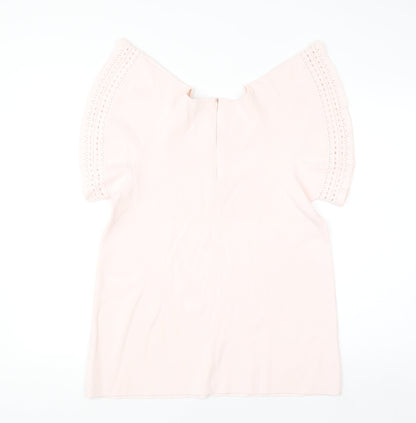 Ted Baker Women's Pink Cotton Flutter Sleeve Blouse Size 12