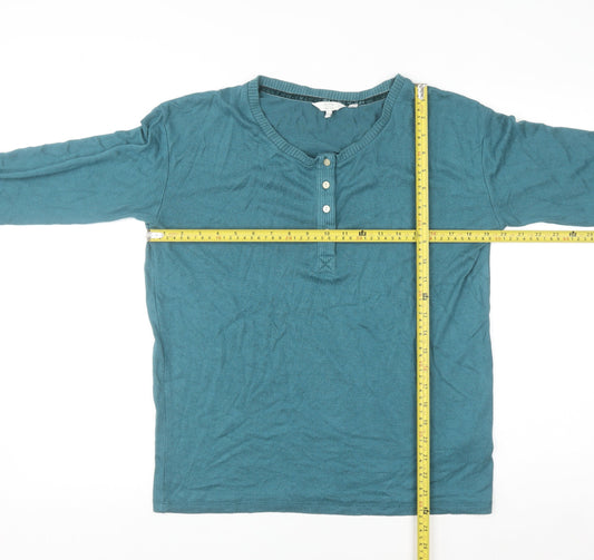 FatFace Women's Blue Henley Jumper UK 8 Long Sleeve Viscose Blend