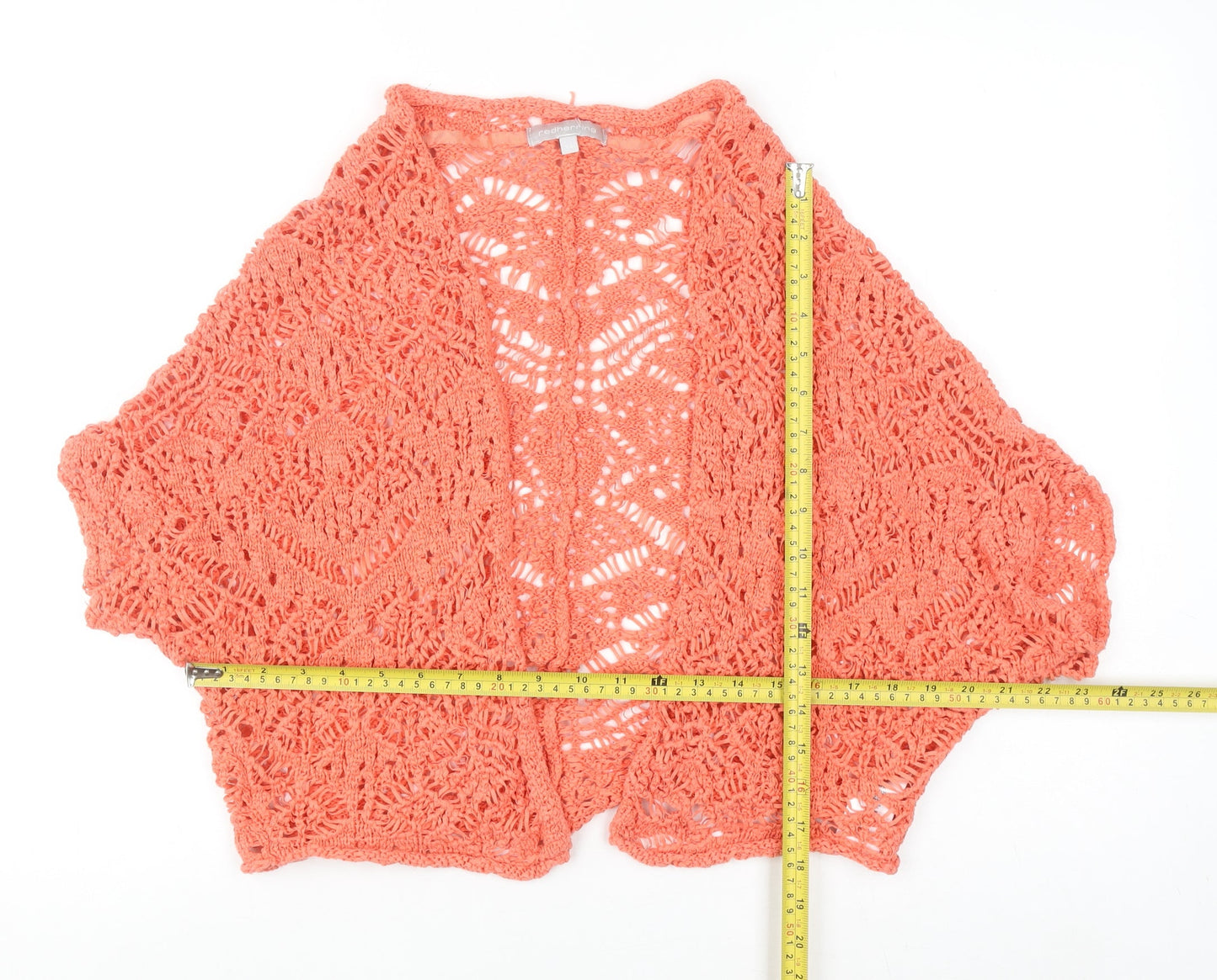 Red Herring Women's Orange Crochet Shrug Cardigan M