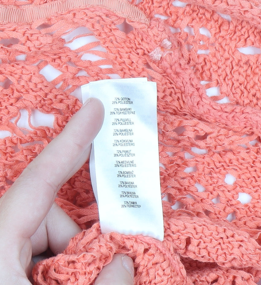 Red Herring Women's Orange Crochet Shrug Cardigan M