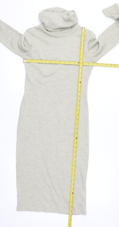 Glamorous Women’s Beige Knit Bodycon Midi Roll Neck Dress M