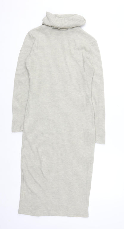 Glamorous Women’s Beige Knit Bodycon Midi Roll Neck Dress M