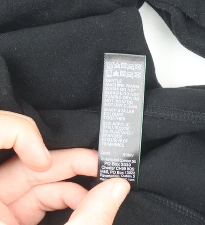 Marks and Spencer Womens Black Long Sleeve Thermal Top Size 16