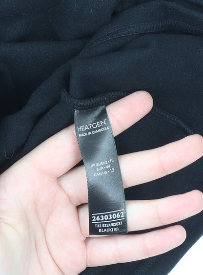 Marks and Spencer Womens Black Long Sleeve Thermal Top Size 16