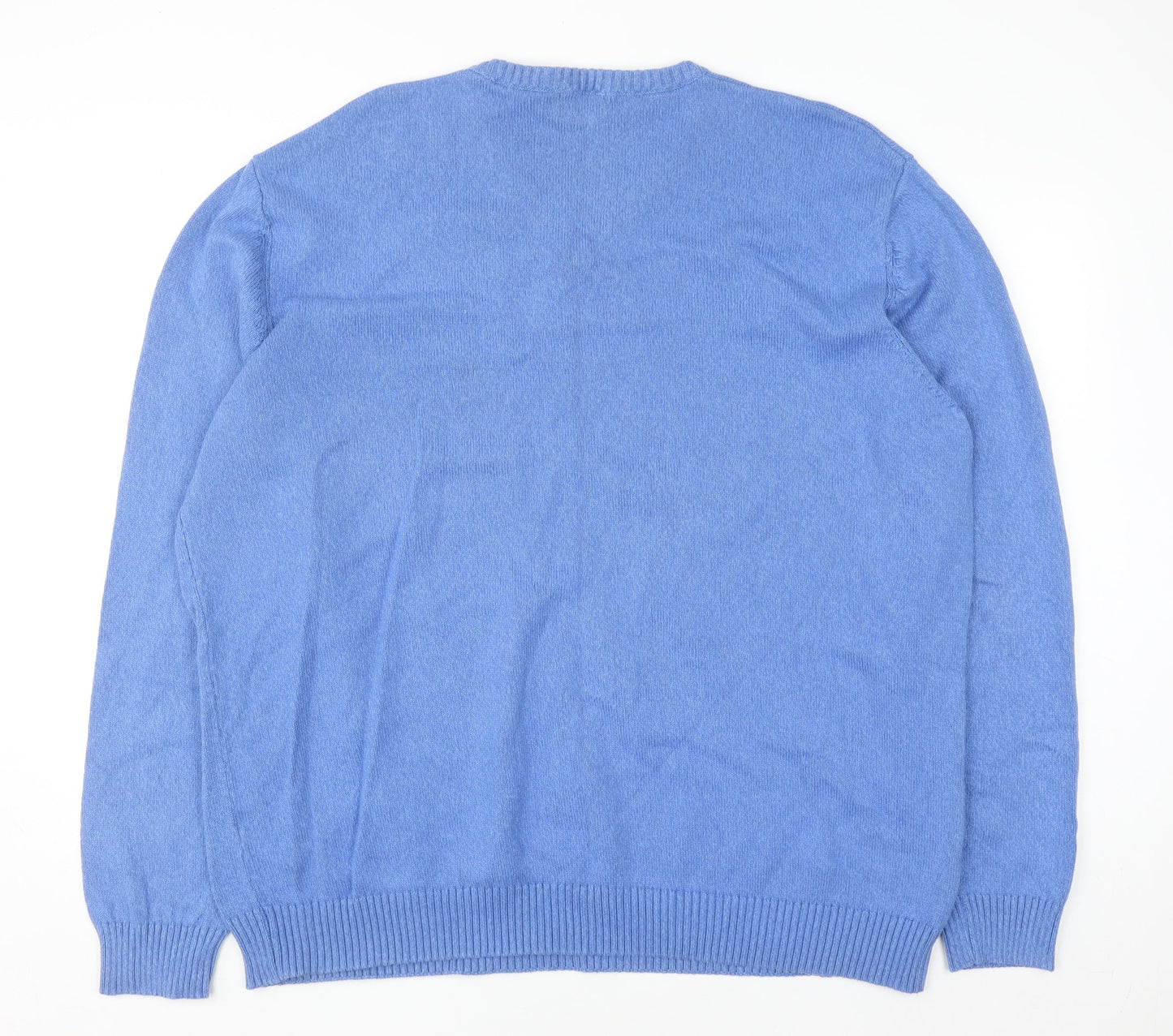 Capsule Men Blue 3XL Cotton V-Neck Pullover Jumper