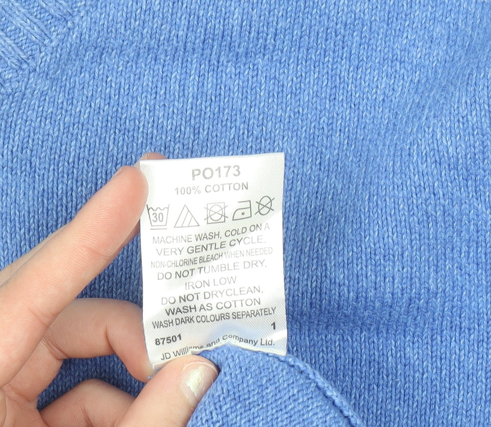 Capsule Men Blue 3XL Cotton V-Neck Pullover Jumper