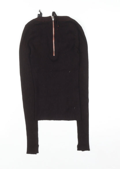 AllSaints Women's Brown Slim Fit Cropped Knit Top Size S