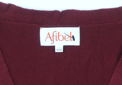 Afibel Women Red Rhinestone V-Neck Pullover Jumper Size 16/18