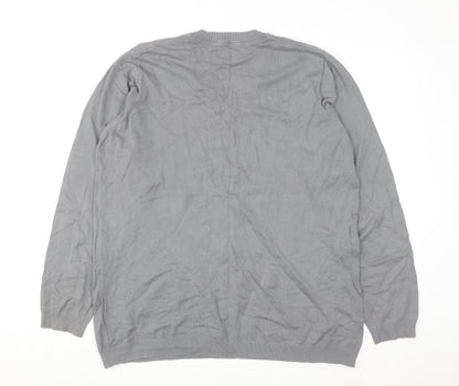 Adidas Mens Grey XL V-Neck Cotton Knit Pullover Jumper