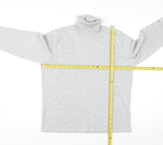 Golléhaug Women Grey Roll Neck Merino Wool Blend Jumper Size 12