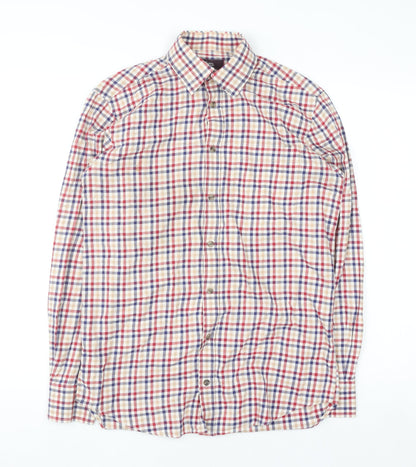 Marks and Spencer Men's Multicoloured Check Cotton Twill Shirt Size 14.5 Regular