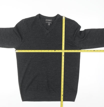 Marks and Spencer Men's Grey V-Neck Acrylic Pullover Jumper M