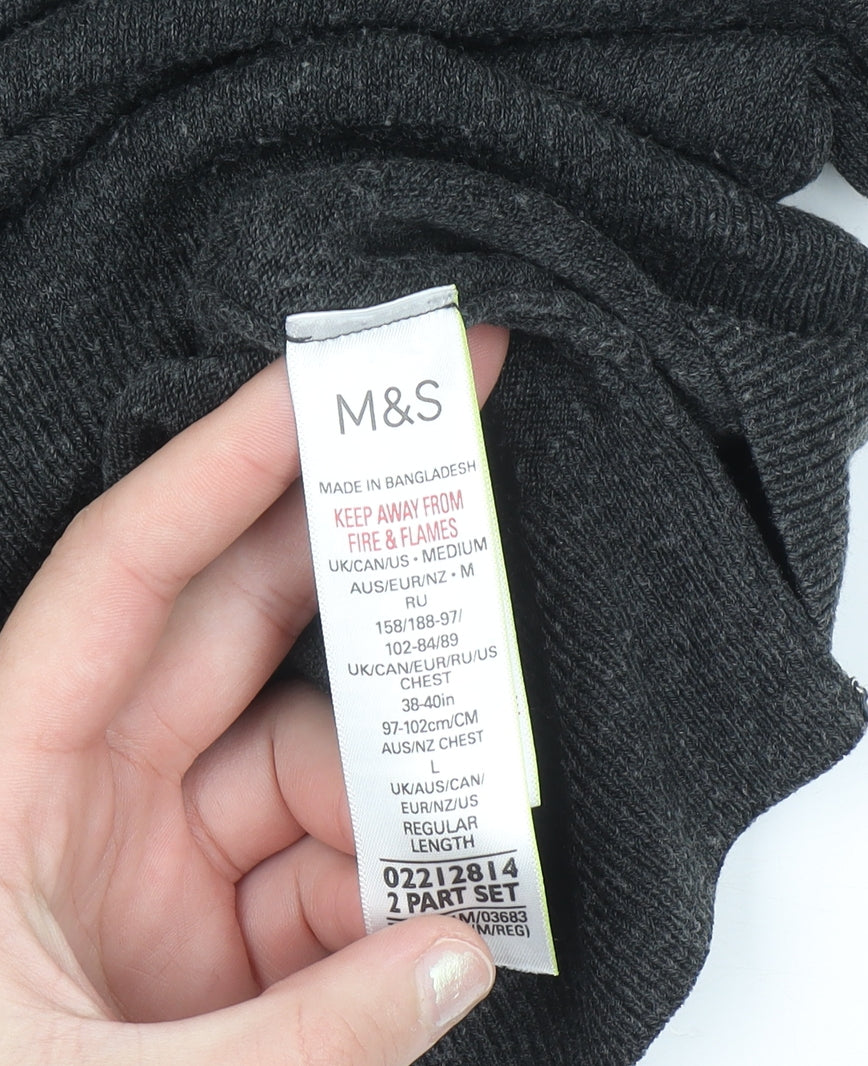 Marks and Spencer Men's Grey V-Neck Acrylic Pullover Jumper M