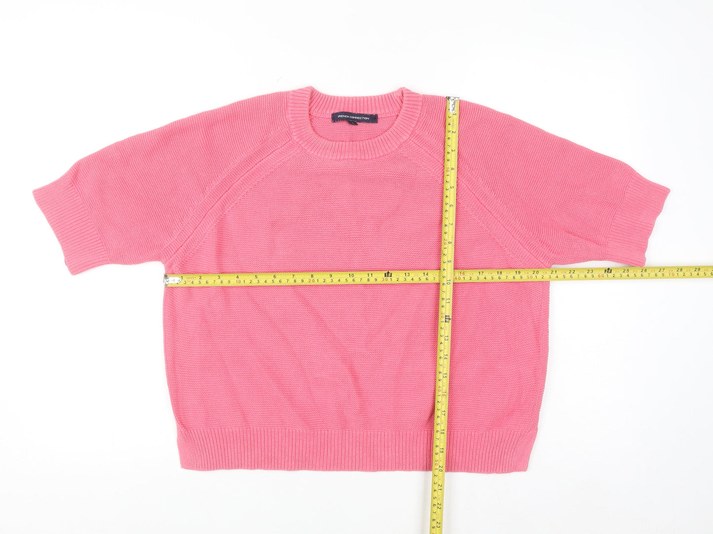 French Connection Women Pink Cotton Knit T-Shirt L