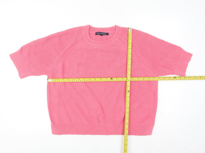 French Connection Women Pink Cotton Knit T-Shirt L
