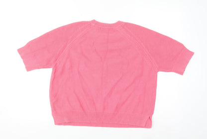 French Connection Women Pink Cotton Knit T-Shirt L