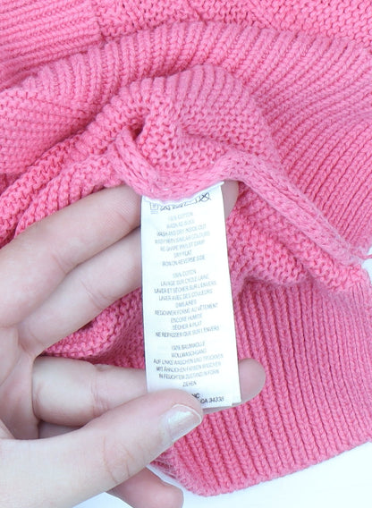French Connection Women Pink Cotton Knit T-Shirt L