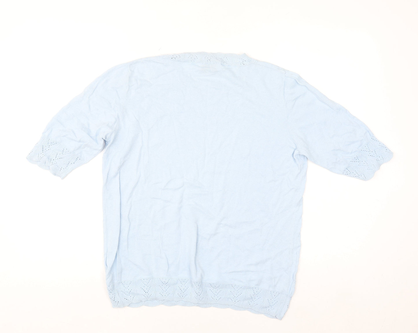 NOA NOA Women's Blue Cotton Knit Short Sleeve Blouse L
