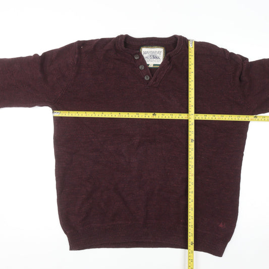 Mantaray Men's Brown Cotton Henley Jumper Size L