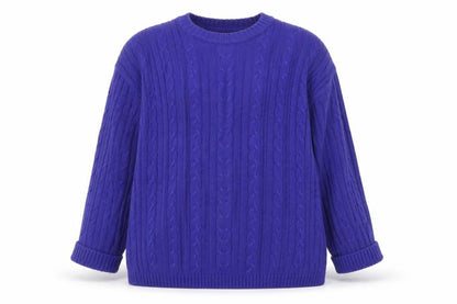 Marks & Spencer Womens Blue Cotton Cable Knit Jumper Size 16